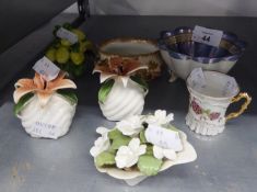 A JAPANESE NORITAKE PORCELAIN POLYFOIL SUGAR BOWL, A SMALL LATE VICTORIAN GILT DECORATED PORCELAIN