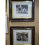 PAIR OF BLACK AND WHITE REPRODUCTION PRINTS AFTER ELSLEY AND MORGAN, CHILDREN PLAYING, in moulded