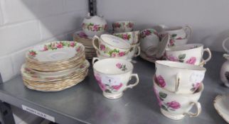 COLCLOUGH CHINA TEA SERVICE FOR SEVEN PERSONS, 22 PIECES AND A ROYAL VALE CHINA TEA SERVICE FOR