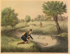 AFTER POLLARD BY R.G. REEVE PAIR OF COLOURED ENGRAVINGS?Live-Bait, Fishing for Jack??Fly-Fishing for