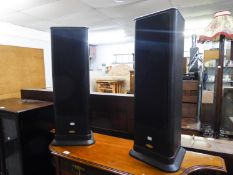 A PAIR OF TANNOY FLOOR STANDING SPEAKERS IN EBONISED CABINETS, 29 1/2" (75cm) high (2)