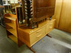 AUSTIN SUITE 1960's TEAK BEDROOM SUITE OF THREE PIECES VIZ, WARDROBE WITH TWO SLIDING DOORS, 4'