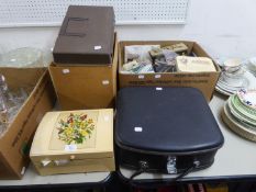 A VANITY CASE, SEWING BOX AND SUNDRIES