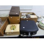 A VANITY CASE, SEWING BOX AND SUNDRIES