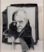 TRACEY COVERLEY (b.1970) FABRIC AND THREAD PORTRAIT Malcolm McDowell Signed and titled Framed and