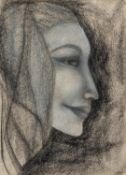 GOLDA ROSE (1921-2016) MIXED MEDIA ON PAPER Female head portrait, side on Signed 10 ½” x 7 ¾” (26.
