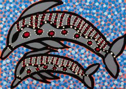 ALISON DAY (MODERN, ABORIGINAL) ACRYLIC ON BOARD ?Dolphin?, 2019 Unsigned, attributed to