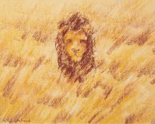 GILLIAN WHITEHEAD (TWENTIETH CENTURY) PASTEL?Lion? Signed, titled and dated 2003, to label verso