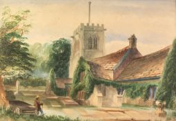 UNATTRIBUTED (EARLY TWENTIETH CENTURY) WATERCOLOUR DRAWING ?Alderley Church, Cheshire? Unsigned