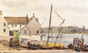 CHIRNSIDE (TWENTIETH/ TWENTY FIRST CENTURY) WATERCOLOUR DRAWING?Kirkcudbright?, harbour scene