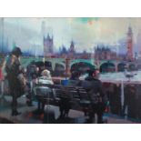 CHRISTIAN HOOK (b.1971)ARTIST SIGNED LIMITED EDITION COLOUR PRINT ?Embankment?, (14/195) with