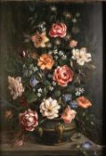 VICTOR F. WEBB (1905-1975) OIL PAINTING ON BOARD Still Life - bowl of summer flowers Signed 22? x