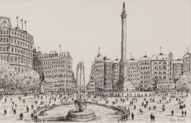 PHILLIP BISSELL (b.1952) MIXED MEDIA ON CARD?Trafalgar Square III? Signed, titled to gallery label