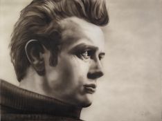 PAUL KARSLAKE (1958-2020) MONOCHROME AIRBRUSH ON CANVAS?Rebel Without a Cause? Signed, titled to