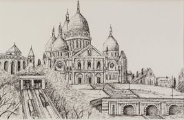 PHILLIP BISSELL (b.1952) PEN AND INK DRAWING ?Sacre Coeur, Paris III? Signed, titled to gallery