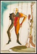 GIOVANNI SIMIONE (b.1967) SIX WORKS WATERCOLOURS:Theatrical figure 10? x 7? (25.4cm x 17.8cm) Seated