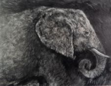 GARY BENFIELD (b.1965) MONOCHROME ACRYLIC ON BOARD?Gentle Giant? Signed, titled to gallery label