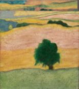 UNATTRIBUTED (MODERN) SET OF THREE OIL PAINTINGS ON MANUFACTURED BOARD Single trees in landscapes
