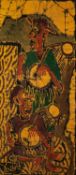 YINKA ADEYEMI (b.1941) BATIK Musicians Signed 33 ½” x 15” (55cm x 38.1cm)