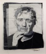 TRACEY COVERLEY (b.1970) FABRIC AND THREAD PORTRAIT Dennis Hopper Signed and titled Framed and