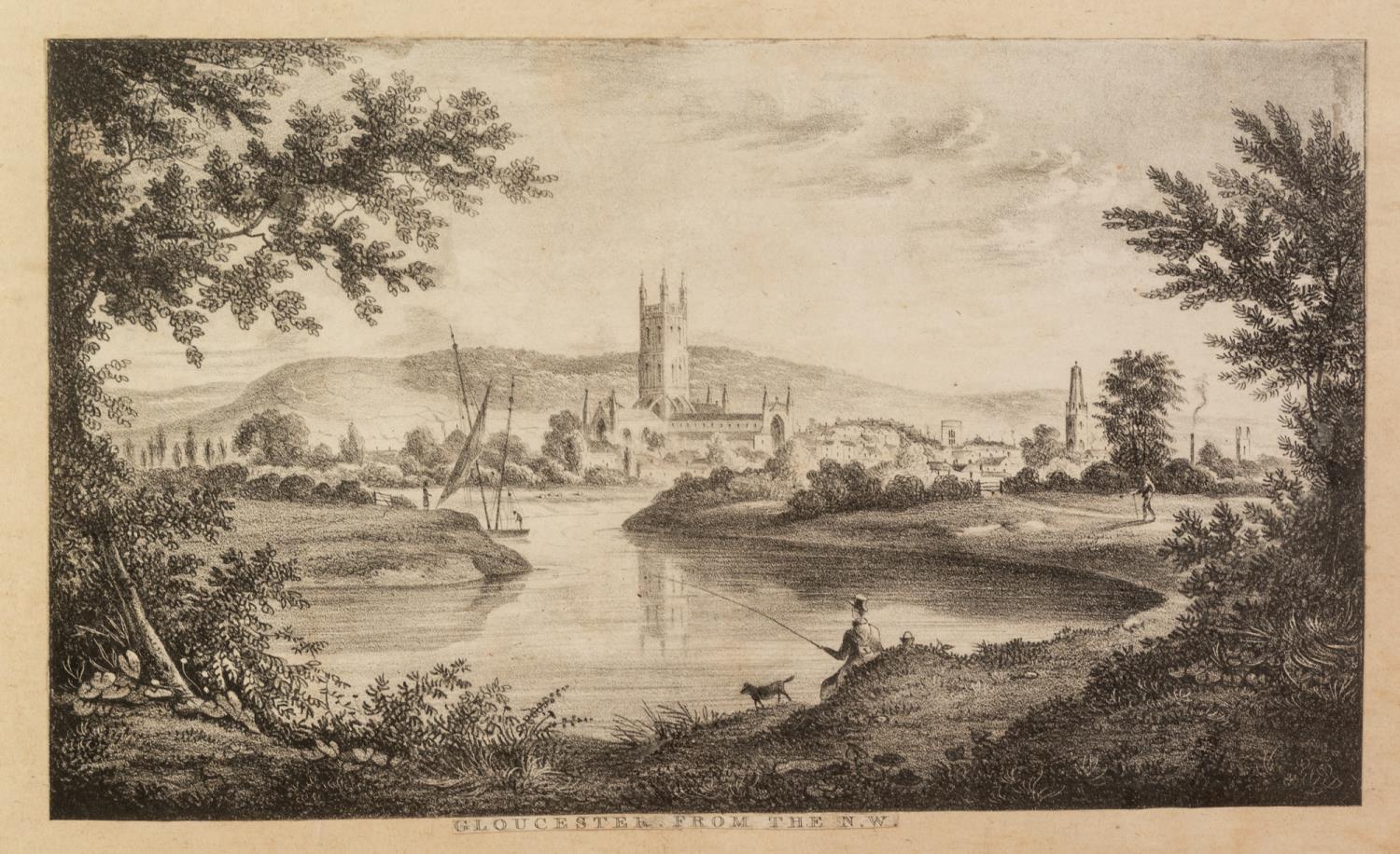 19th CENTURY SOFT-GROUND ETCHING 'Gloucester from the North West'; a late Victorian PENCIL DRAWING