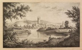 19th CENTURY SOFT-GROUND ETCHING 'Gloucester from the North West'; a late Victorian PENCIL DRAWING