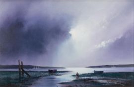 BARRY HILTON (b.1941) ARTIST SIGNED LIMITED EDITION COLOUR PRINT ?Violet Dawn?, (69/195), with