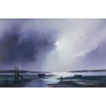 BARRY HILTON (b.1941) ARTIST SIGNED LIMITED EDITION COLOUR PRINT ?Violet Dawn?, (69/195), with