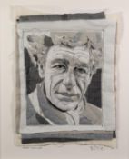 TRACEY COVERLEY (b.1970) FABRIC AND THREAD PORTRAIT Alberto Giacometti Signed and titled Framed