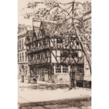 KEN LAMMING (b.1924) PEN AND WASH DRAWING ?Tudor House, Castle Square? Lincoln Signed, titled