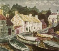 NORMAN JAQUES (1922-2014) TWO COLOUR PRINTS WITH THE SAME TITLE‘Moelfre, Anglesey’ One with