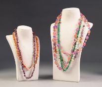 * SEVEN NATURAL HARDSTONE BEAD AND CHIP STONE NECKLACES  (7)