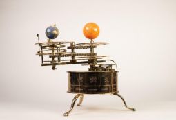 EAGLEMOSS MODERN BRASS ORRERY/ORBITER, REPRESETING SUN, EARTH AND MOON, electric motor powered