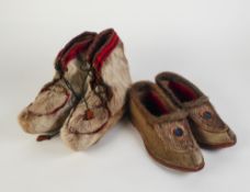 PAIR OF REINDEER SKIN KUKLUK/BOOTS and REINDEER SKIN SHOES (4)