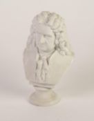 WHITE PARIAN BUST OF HANDEL, 7 3/4in (9.7cm) high