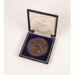 JOANNES HUNTER BRONZE MEDALLION, awarded for Medical Jurisprudence 1958, in plush lined box