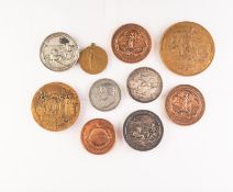 Eight British and Continental 19th Century large medallions, mainly commemorating exhibitions or