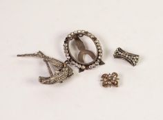 * GOOD 935 MARK SILVER AND PASTE SET BROOCH in the form of a longboat with furled sail,