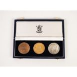 ROYAL MINT CASED SET OF THREE COMMONWEALTH GAMES, MANCHESTER 2002 COMMEMORATIVE MEDALLIONS, viz