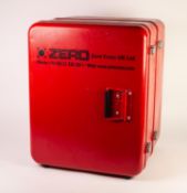 ZERO CASE RED METAL INSTRUMENT TRANSIT CASE, with two divided sections to the interior and single