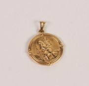 9ct GOLD ST CHRISTOPHER MEDALLION, 7/8in (2cm) diameter, 2 gms