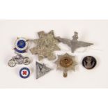 SMALL SILVER AND TORTOISESHELL PIQUET WORK CIRCULAR BROOCH - LOYAL NORTH LANCASHIRE - REGIMENTAL