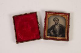 VICTORIAN CASED PHOTOGRAPHIC IMAGE, of a man, (c/r the case now in two parts)