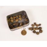 * SET OF NINE FRENCH EARLY 20th CENTURY ENGINEERS BRASS MILITARY BUTTONS, domed circular form cast