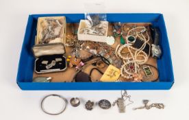 QUANTITY OF SILVER JEWELLERY inlcuding a child's engraved narrow bangle, ingot shaped pendant and