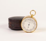 FINE QUALITY EARLY 20th CENTURY GILT METAL COMBINED COMPASS AND ANEROID BAROMETER, in drum shaped