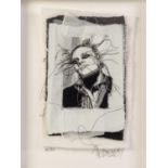 TRACEY COVERLEY (b.1970) FABRIC AND THREAD PORTRAIT?Keith? FlintSigned and titled Framed and