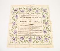 PRINTED ON TISSUE PAPER - SOUVENIR PROGRAMME OF THE DEMONSTATION AND MEETING OF LANCASHIRE