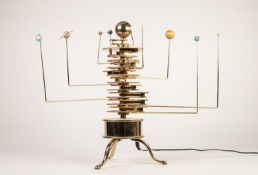 EAGLEMOSS MODERN BRASS SOLAR SYSTEM ORRERY, electric motor powered, of columnar form and having nine