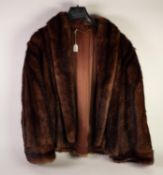 LADIES BROWN MINK SHORT JACKET, with extended collar, (c/r good overall condition)